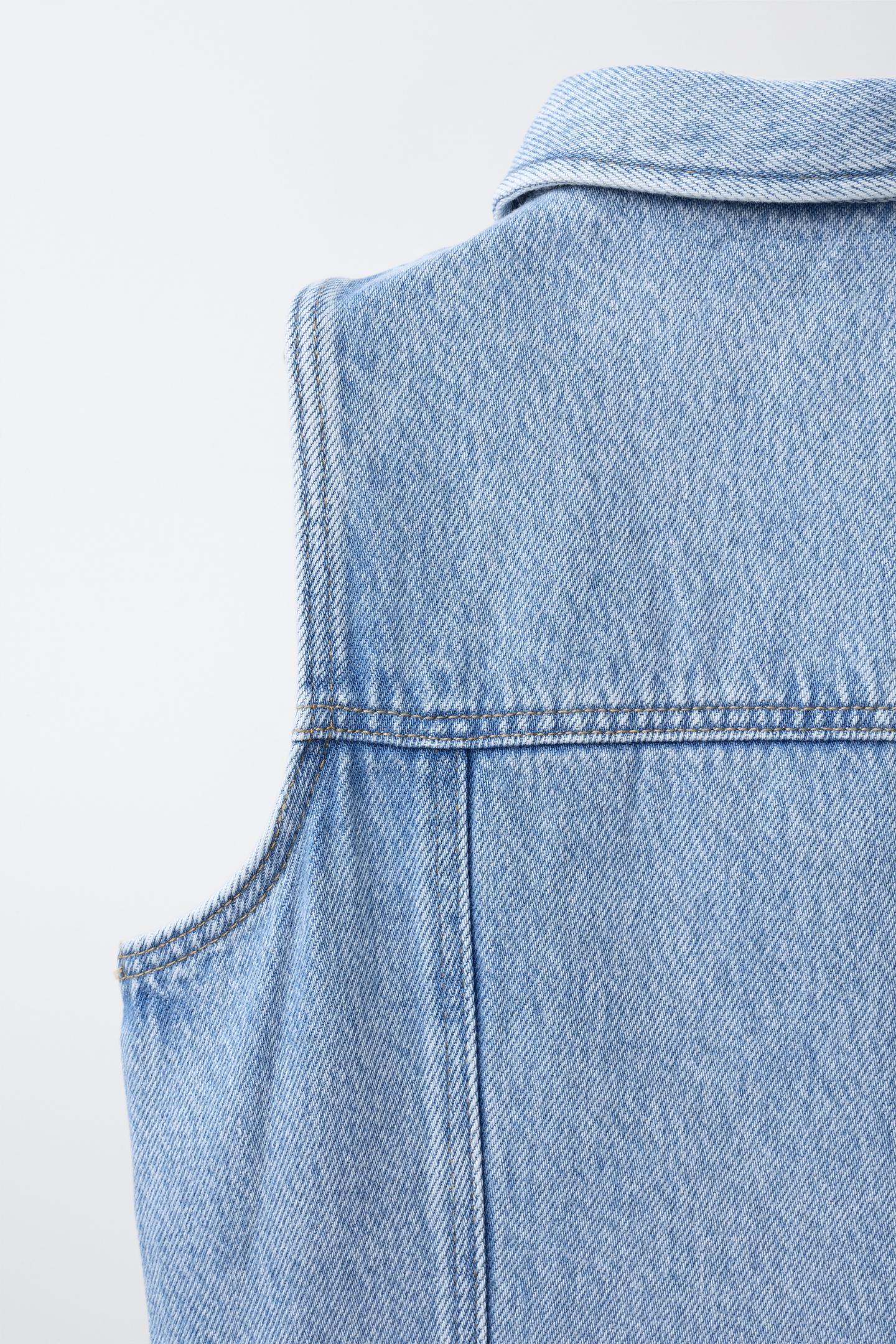 Детское платье Zara Button-Front Denim, цвет: Синий — фото 4