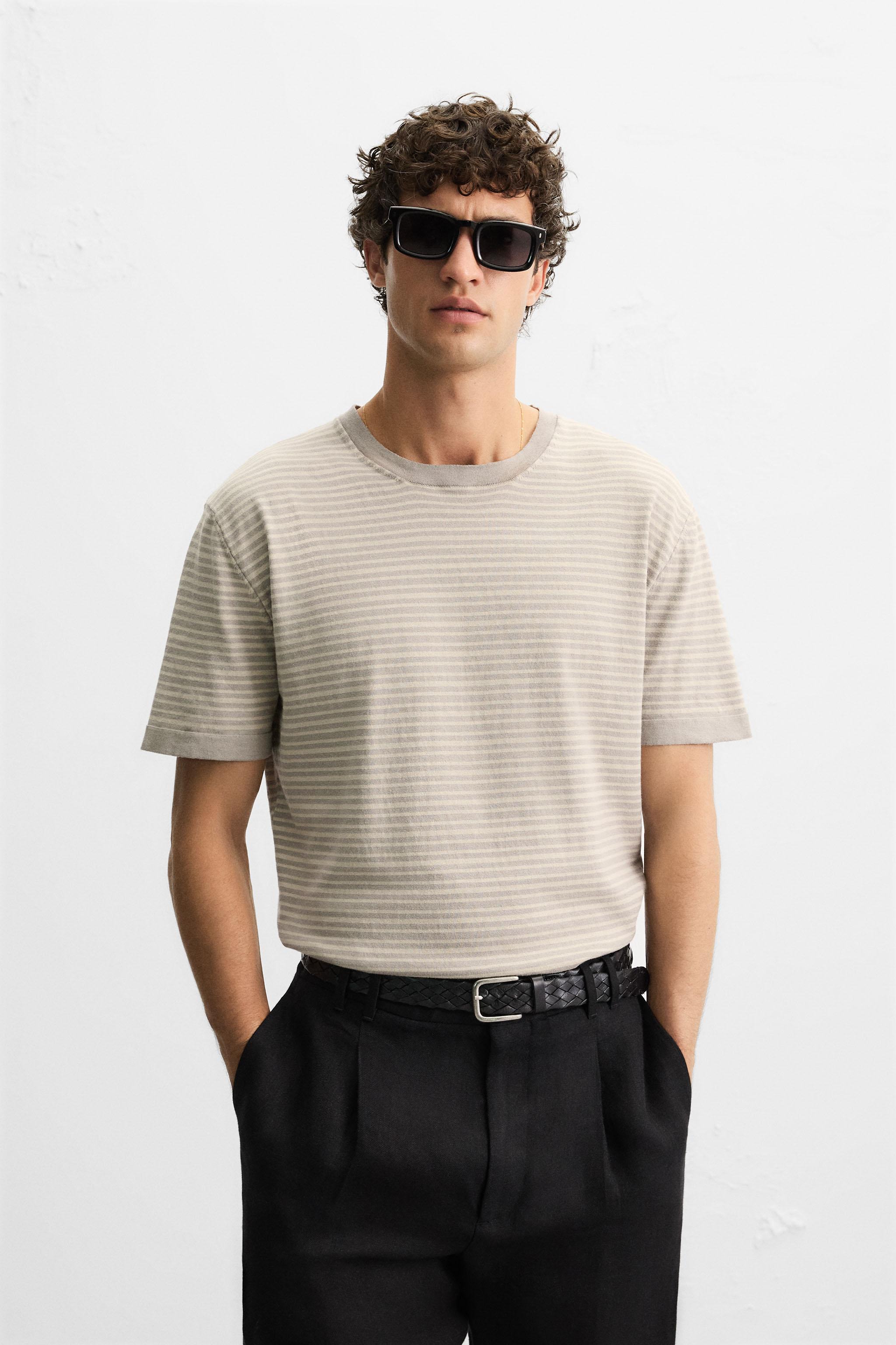 ☆ドイツ発*ZARA*新作*ラッフルトリムニットTシャツ/KHAKI☆ ☆ドイツ発*ZARA*新作*ラッフルトリムニットTシャツ/KHAKI