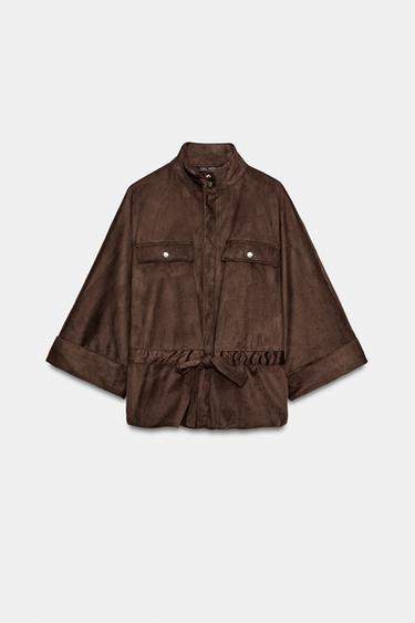 CAMISA EFECTO ANTE BOLSILLOS - Marrón oscuro de Zara - Imagen 0