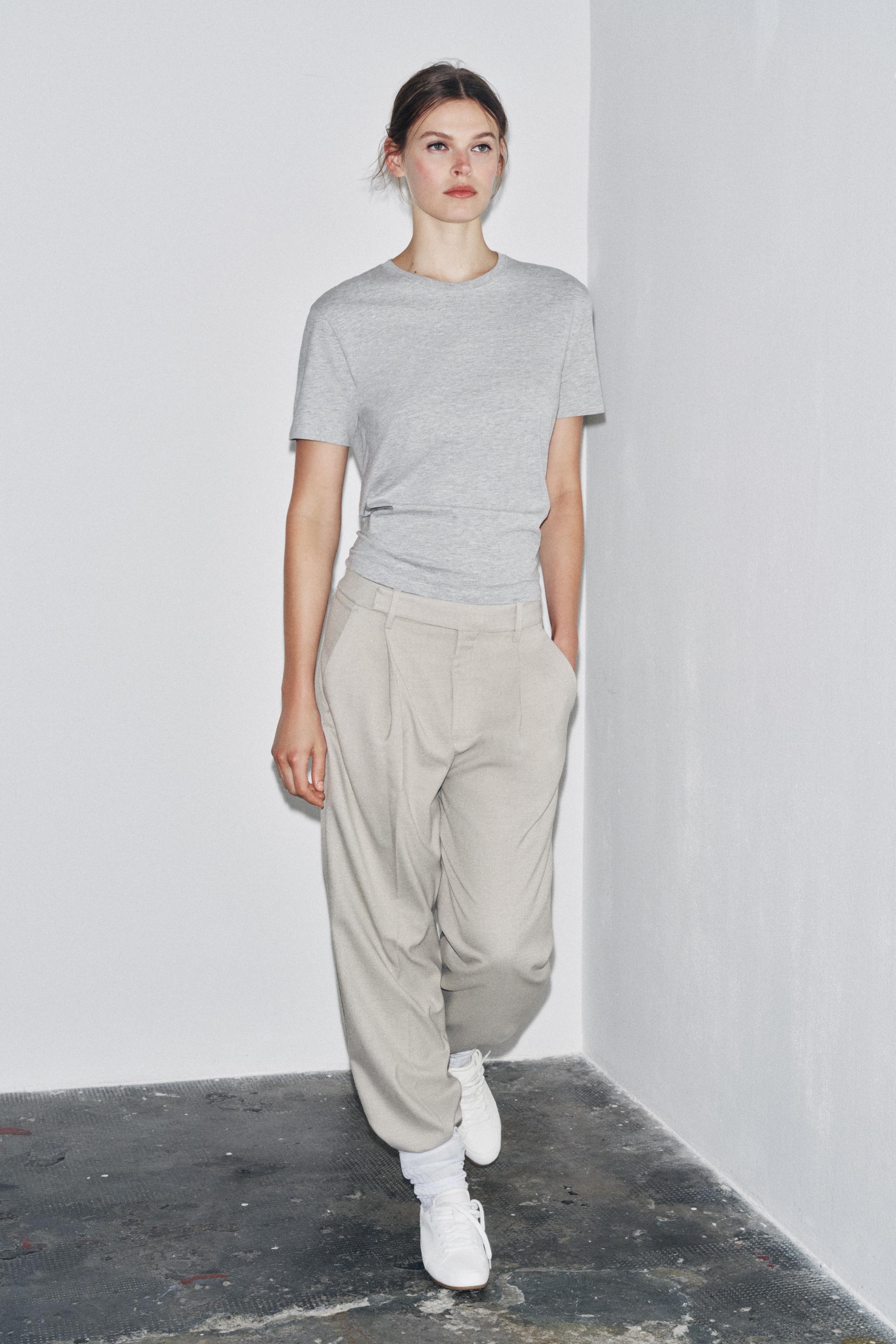 BASIC COTTON T-SHIRT - Gray marl | ZARA United States