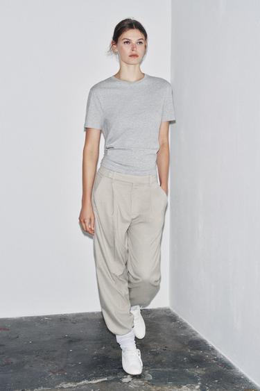 CAMISETA BÁSICA ALGODÓN - Gris vigoré de Zara