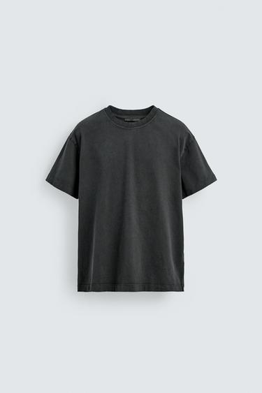 Zara 寬版水洗T恤 - 深無煙煤色