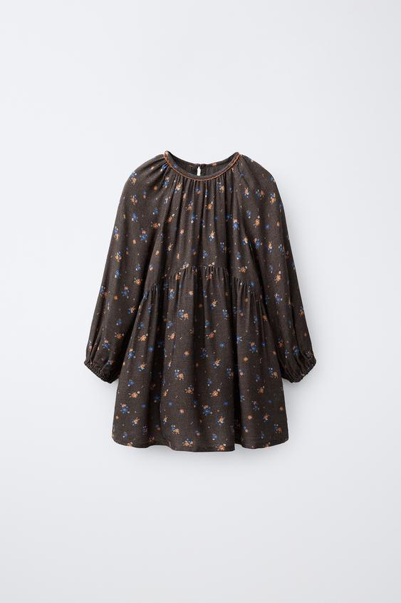 VESTIDO ESTAMPADO FLORES - Marrón de Zara - Imagen 0