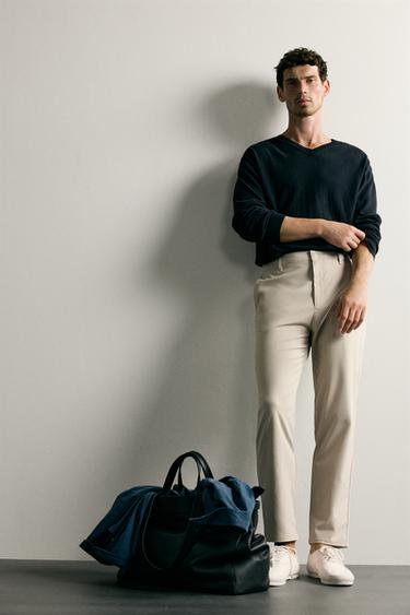COMFORT SLIM FIT TROUSERS - Stone by Zara