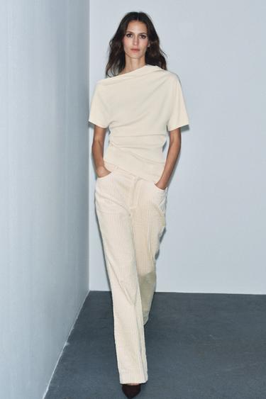 ZW COLLECTION LIMITED EDITION ASYMMETRIC DRAPED BLOUSE - Ecru by Zara