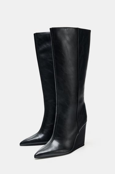 WEDGE HEEL BOOTS - Black by Zara - Image 4
