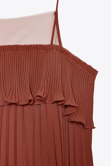 TOP PLISSÉ À VOLANT - Orange brûlé de Zara - Image 8