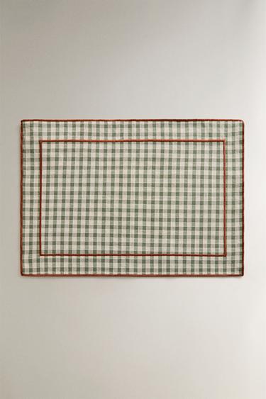 CHECK AND TOPSTITCHED PLACEMAT — Green 1
