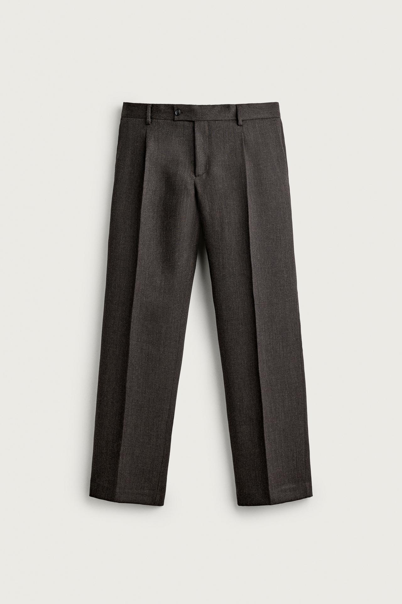 100% WOOL MANTECO® SUIT PANTS — Black / Brown