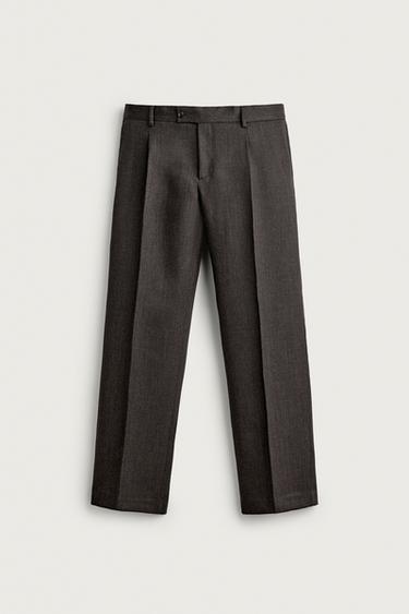 100% WOOL MANTECO® SUIT PANTS — Black / Brown 1