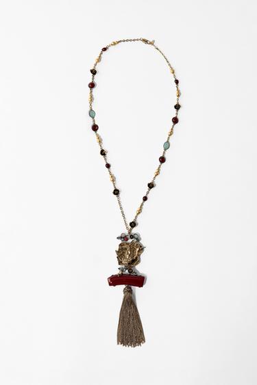 Zara BIRD STONE LINK NECKLACE - Golden