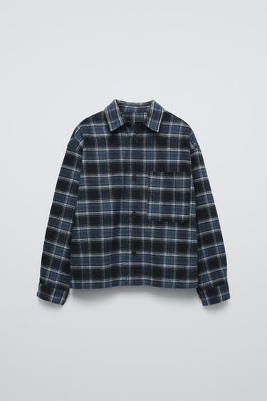 Zara PLAID FLANNEL SHIRT - Indigo