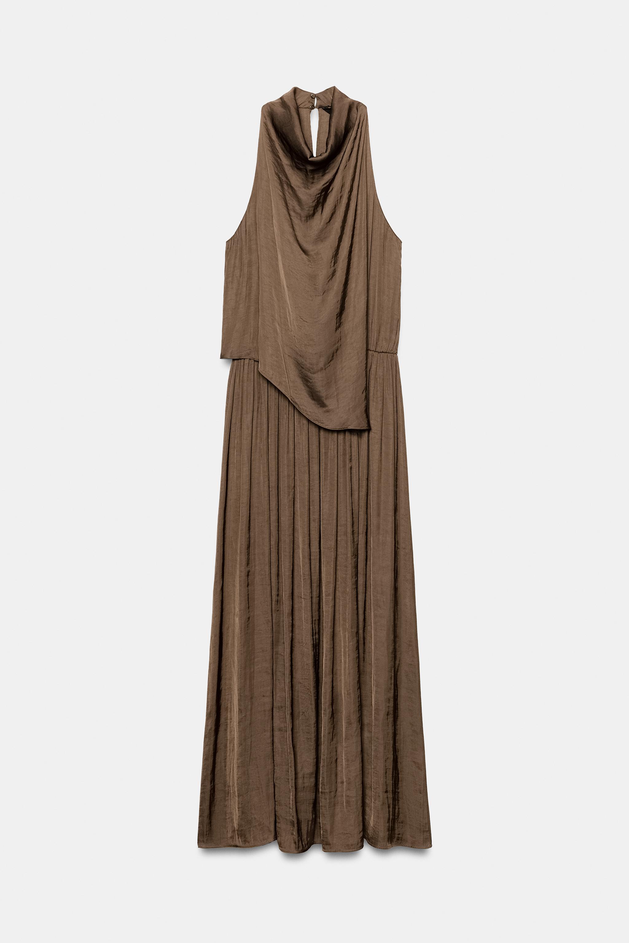 Zara Saten Yüzeyli Midi Elbise görsel 3