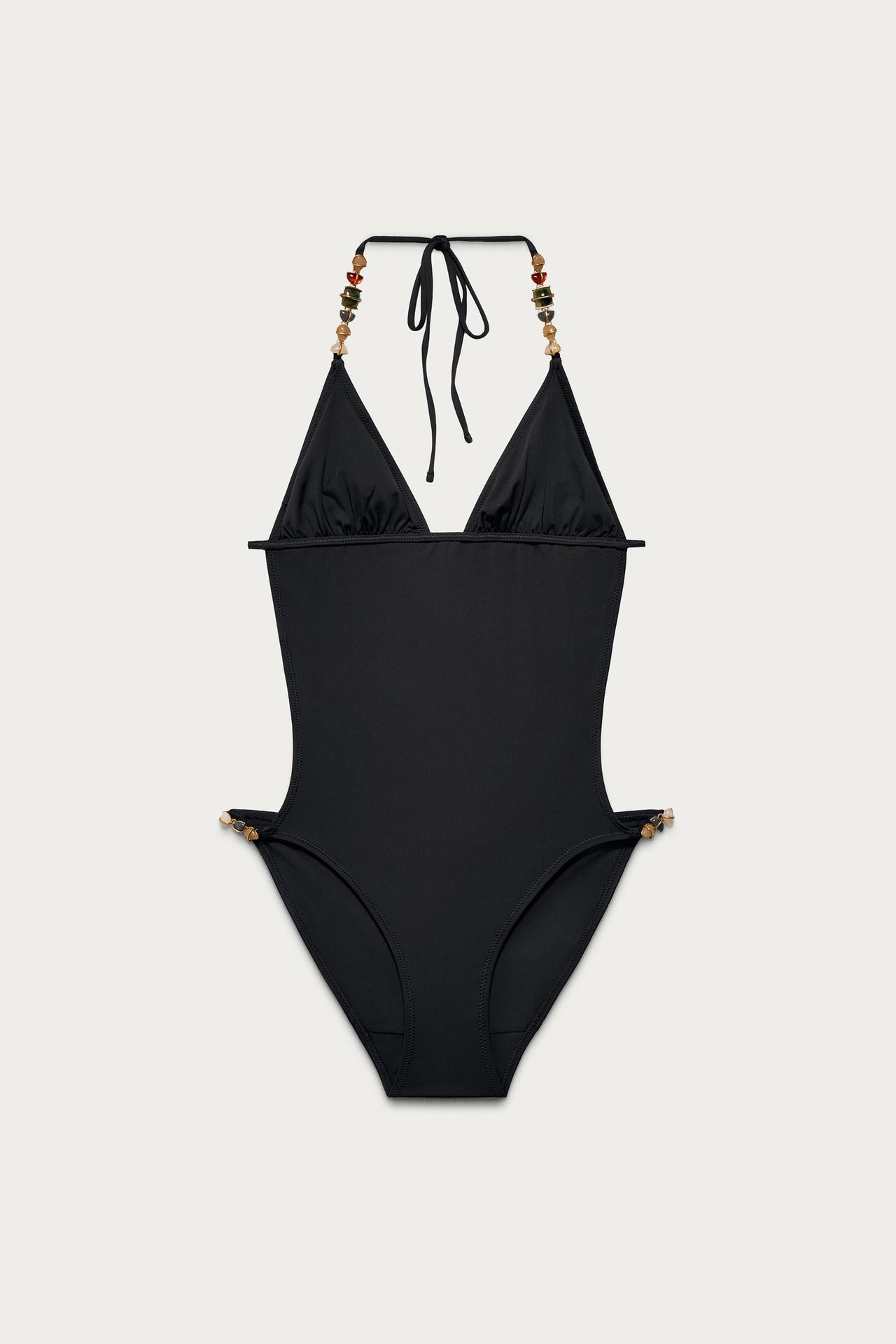 SOLID MARISA BERENSON X ZARA JEWEL SWIMSUIT — Anthracite grey
