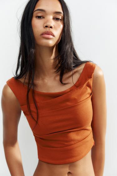 DRAPED CROP TOP - Brick by Zara - Image 2
