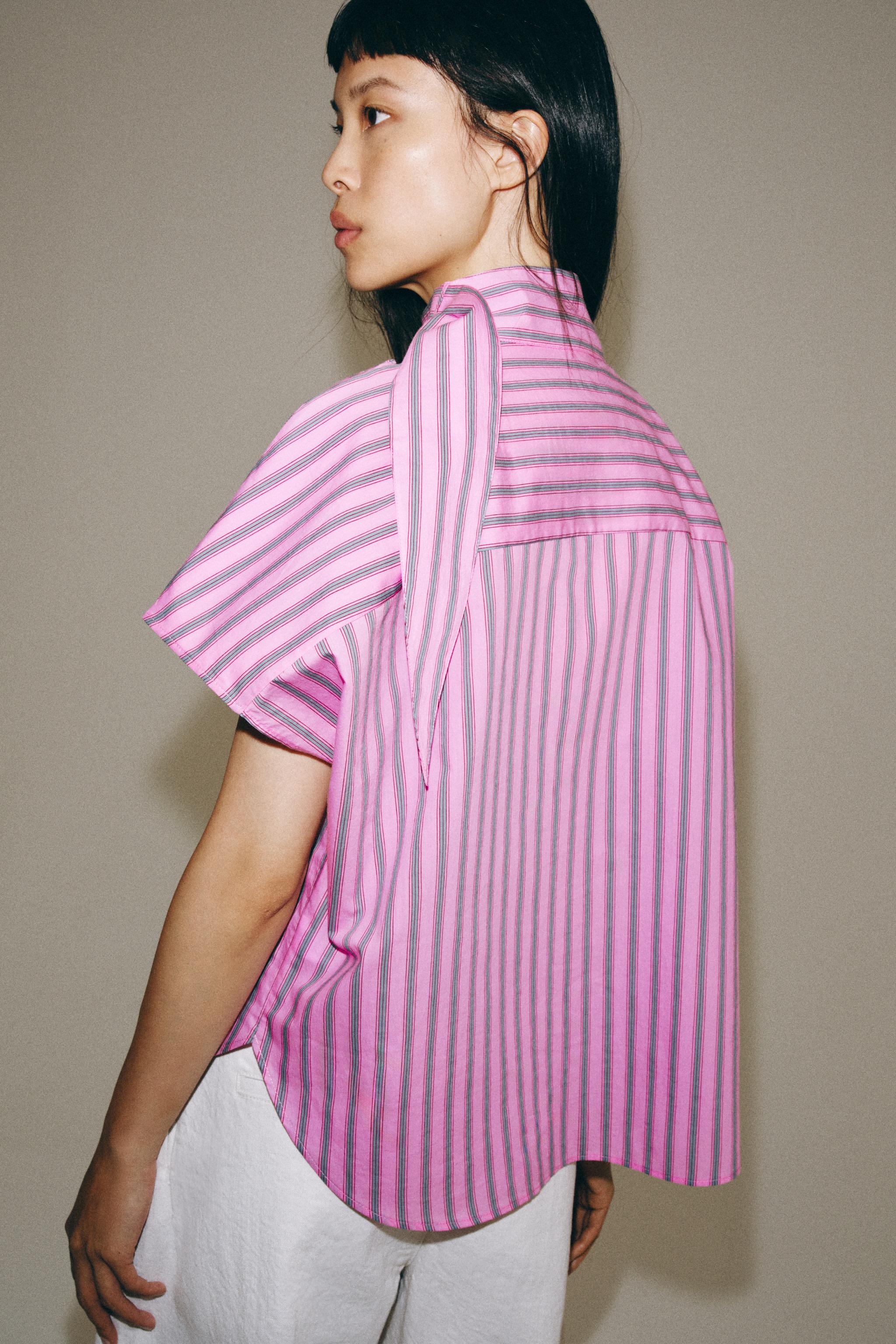 ZW COLLECTION STRIPED FROG FASTENING SHIRT