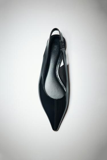 BAILARINA DESTALONADA PIEL - Negro de Zara