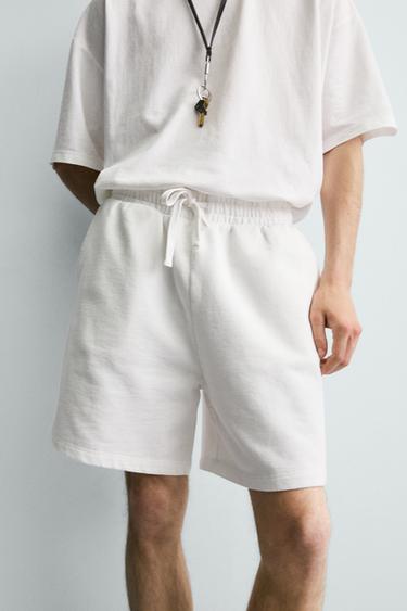 SHORT DE JOGGING BASIQUE DÉLAVÉ - Blanc de Zara - Image 4