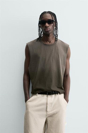 CAMISETA TANK ESTAMPADA - Cinzento da Zara