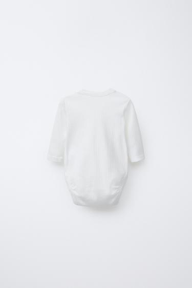 0-6 MONTHS/ THREE-PACK OF KIMONO COLLAR LONG SLEEVE BODYSUITS - Oyster-white by Zara - Image 2