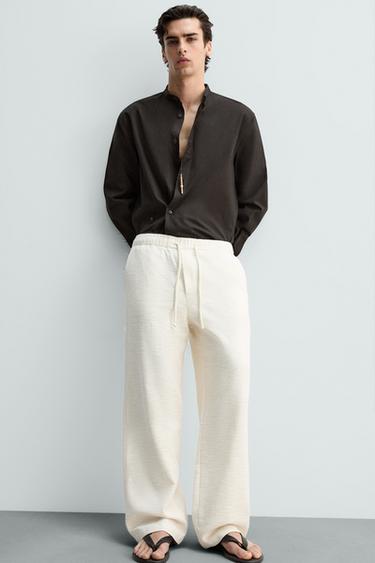 PANTALÓN RELAXED FIT ESTRUCTURA - Crudo de Zara