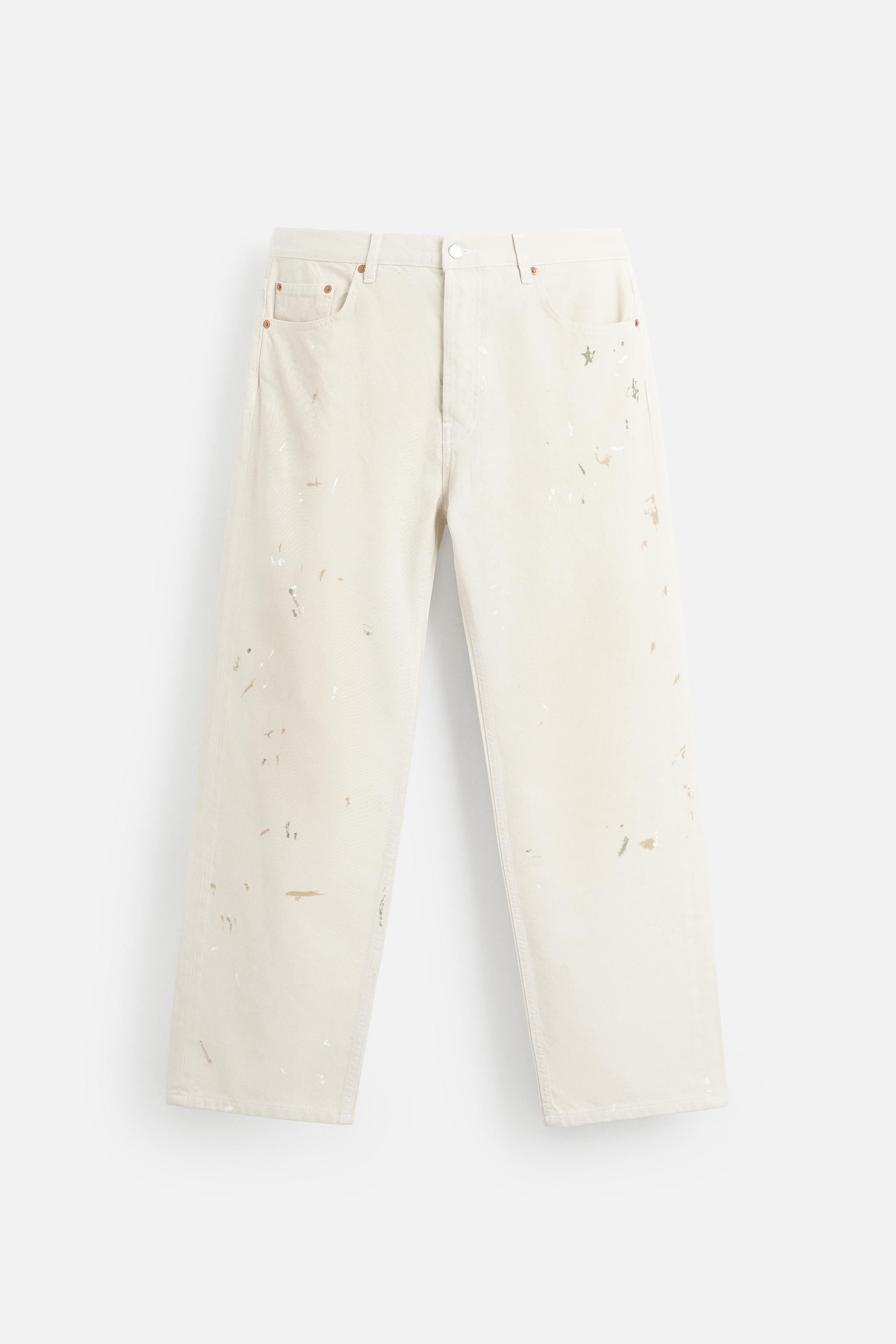 PAINT SPLATTER STRAIGHT FIT JEANS - Oyster-white | ZARA