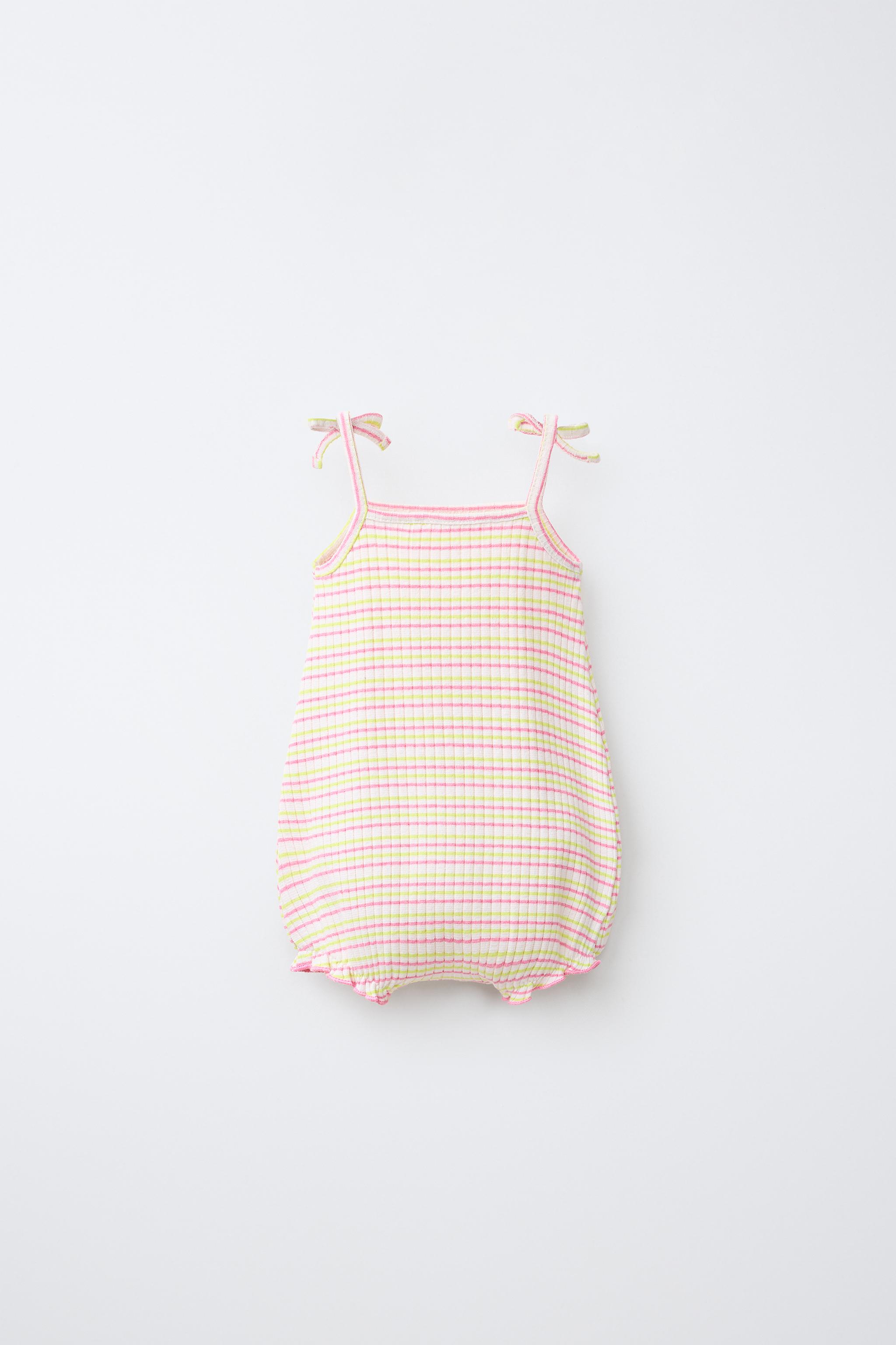 STRIPED ROMPER WITH EMBROIDERED HEART - Light ecru | ZARA United