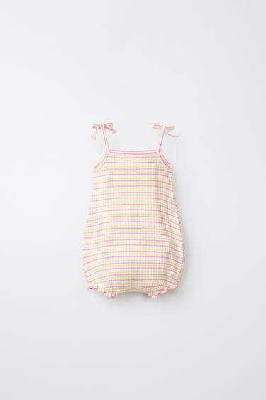 STRIPED ROMPER WITH EMBROIDERED HEART - Light ecru by Zara - Image 1