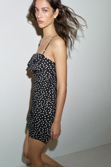 ROBE COURTE À POIS - Noir / Blanc de Zara - Image 3