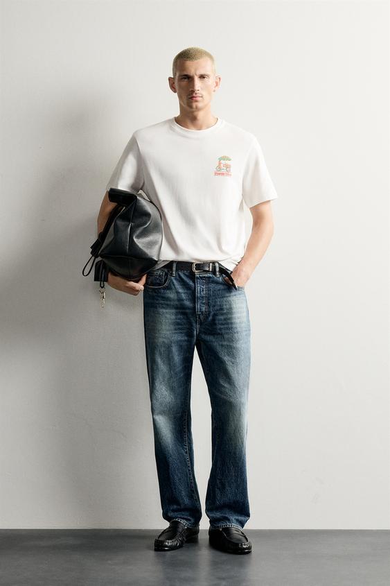 Zara REGULAR FIT GRAPHIC T-SHIRT - Oyster-white - Image 0