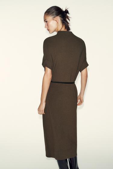 VESTIDO DE MALHA COM CINTO - Vison da Zara