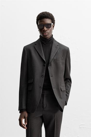 100% WOOL SUIT BLAZER - Anthracite grey by Zara