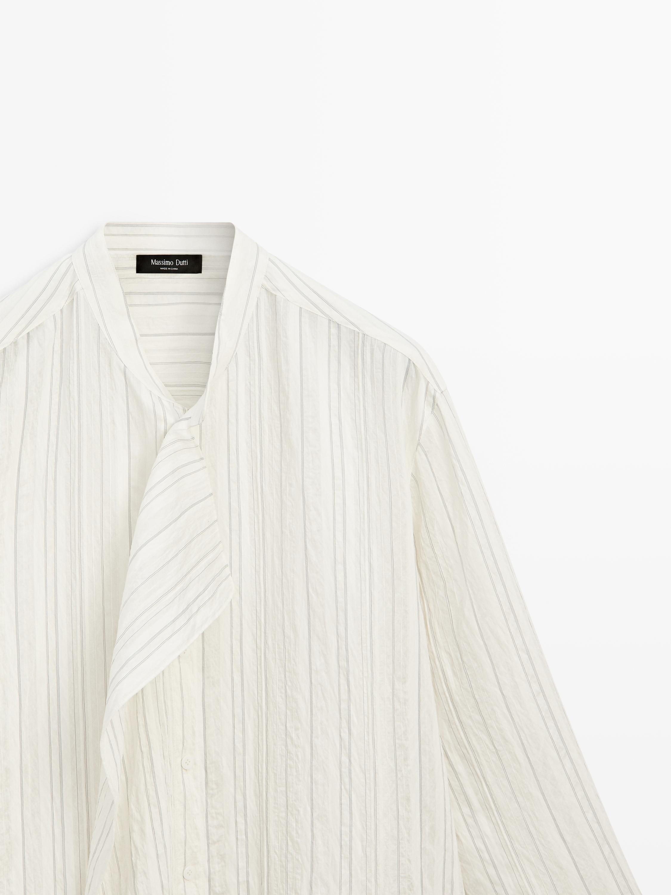 Striped flowing wrap shirt