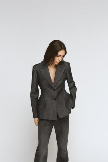 ZW COLLECTION DENIM BLAZER - Black by Zara
