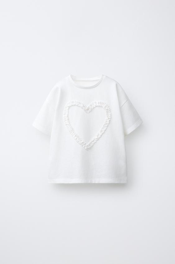 CAMISETA COM ESTAMPA ONDULADA - Branco da Zara - Imagem 0