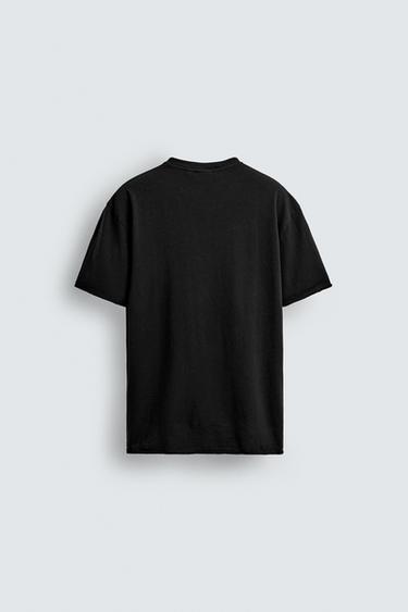 Zara LIGHTWEIGHT T-SHIRT WITH IRREGULAR FINISH - Black