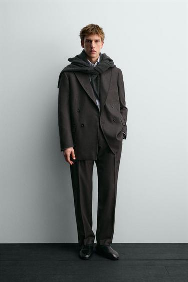 AARON LEVINE X ZARA DOUBLE-BREASTED WOOL SUIT BLAZER - Brown by Zara