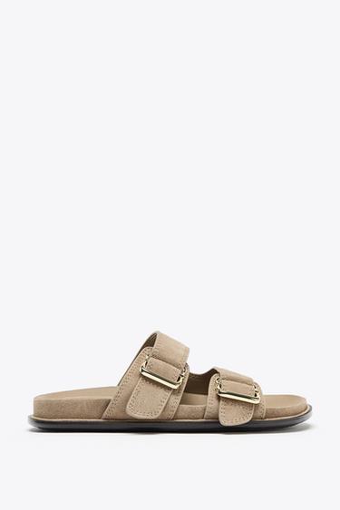 Zaras PLANA SANDALER MED MOCKAREMMAR - Sandbrun