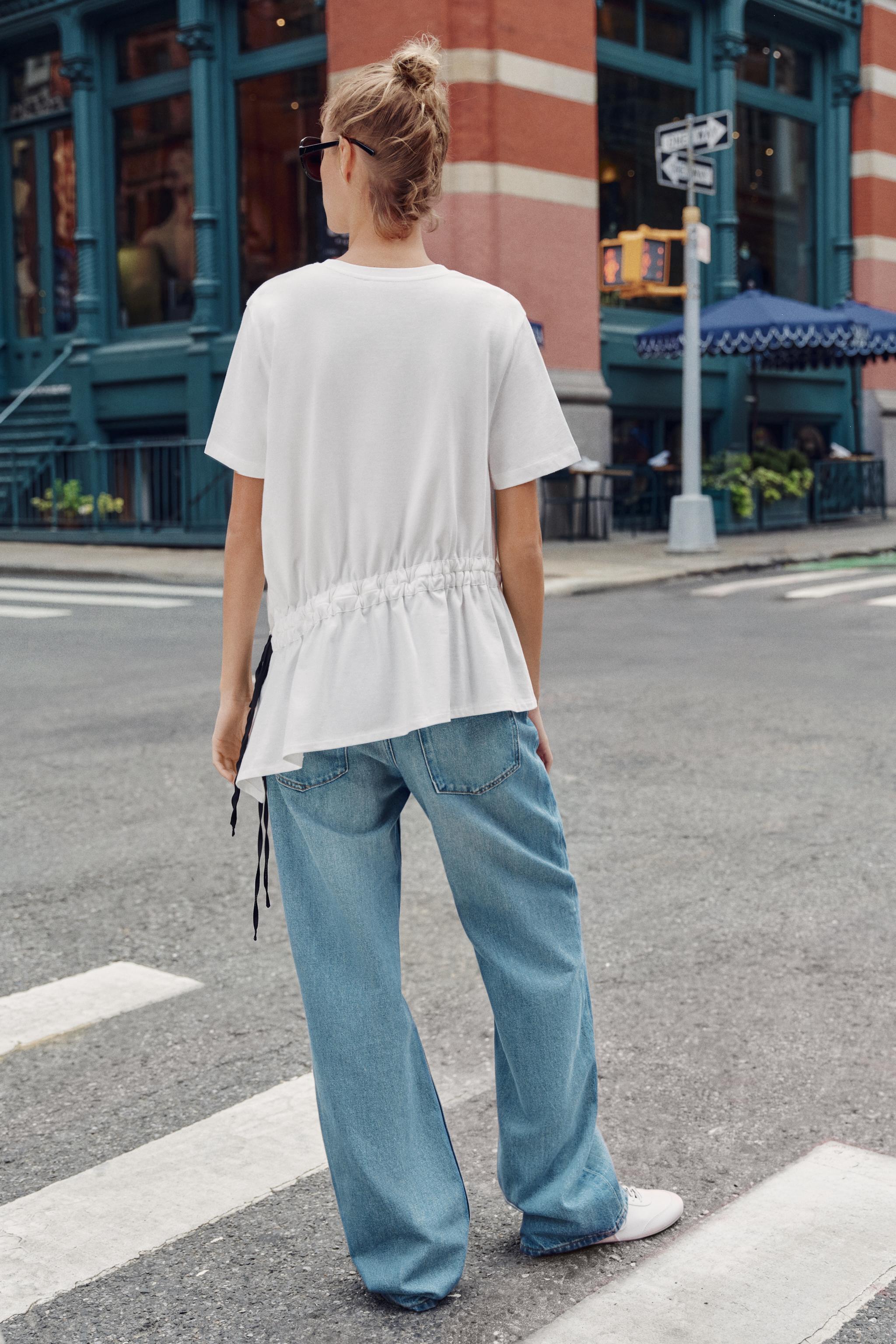 Zara KONTRAST BAĞCIKLI T-SHIRT görsel 4