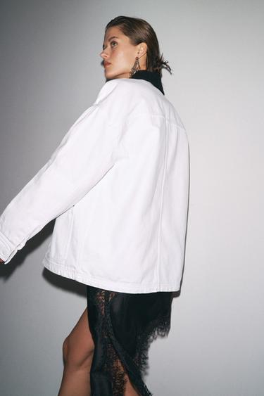 ZW COLLECTION CONTRAST COLLAR OVERSHIRT - White by Zara - Image 2