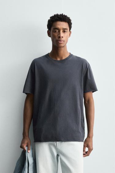 LIGHTWEIGHT IRREGULAR TRIM T-SHIRT - Faded blue by Zara
