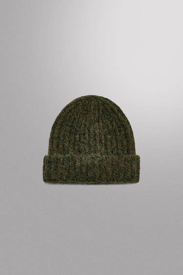 TEXTURED KNIT BEANIE - Green by Zara