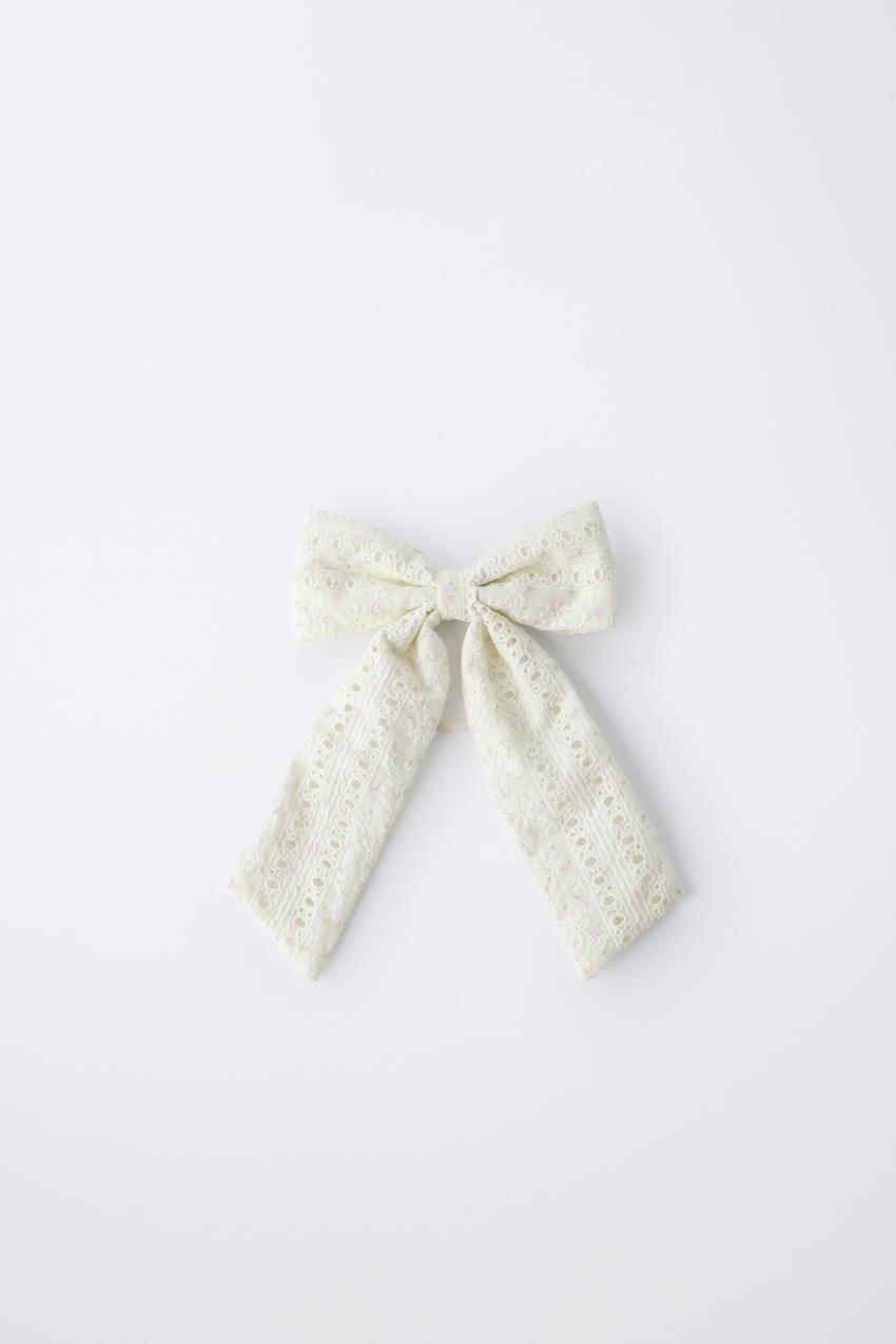 BOW CLIP HAIR ELASTIC WITH CUTOUTS - Ecru | ZARA United States display picture 3