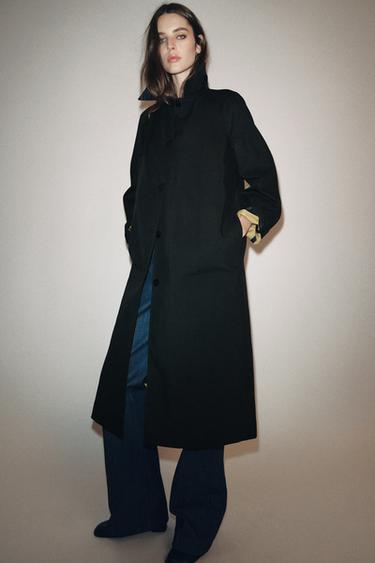 ZW COLLECTION LIMITED EDITION LONG BUTTON TRENCH COAT - Blue by Zara