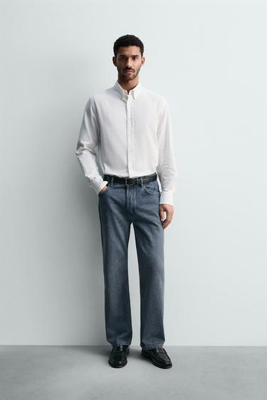 CHEMISE OXFORD STRUCTURÉE LAVÉE - Blanc de Zara