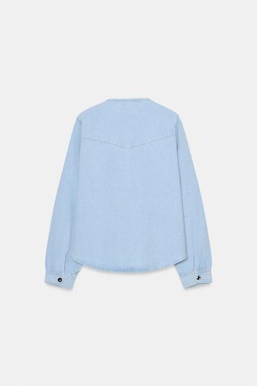 CHEMISE Z1975 EN DENIM AVEC NŒUD - Bleu clair de Zara - Image 6