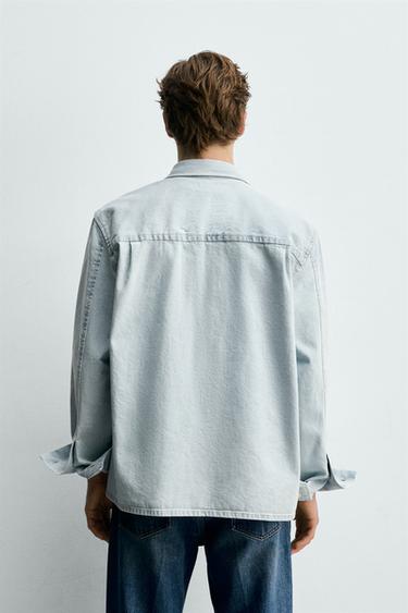 CHEMISE EN JEAN DÉLAVÉE COUPE RELAXED - Bleu clair de Zara - Image 2