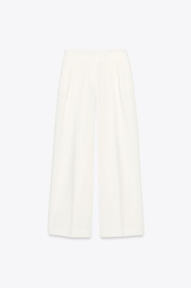 PANTALON LARGE À PINCES - Écru de Zara - Image 4