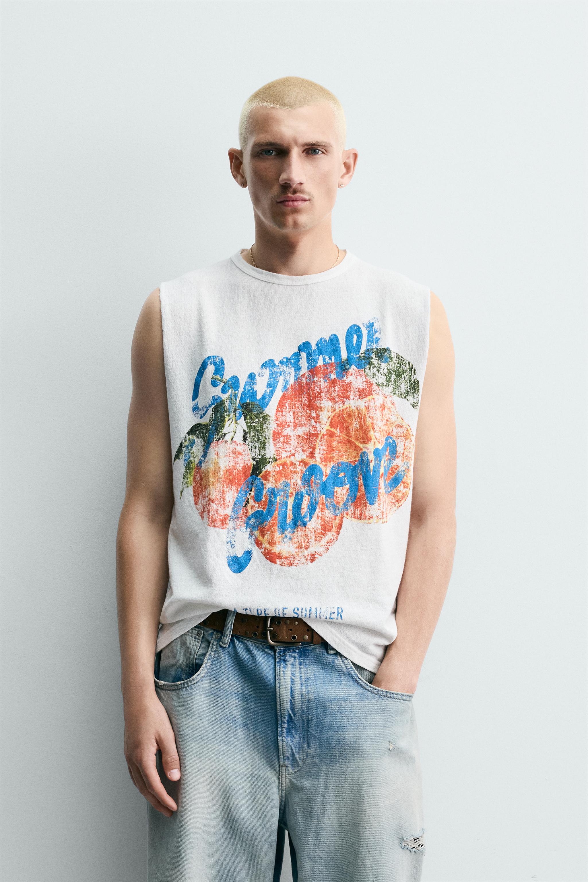 Мужские свитеры Zara WASHED KNIT PRINTED TANK TOP — фото 2