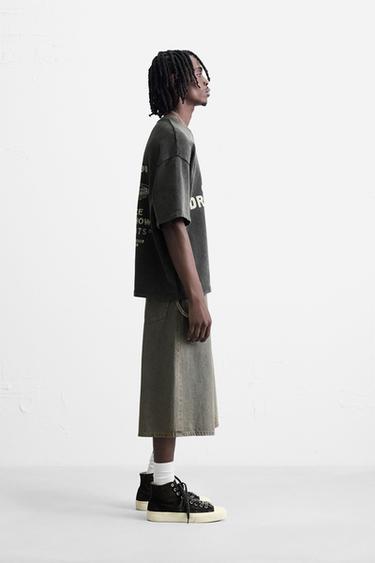 SWEAT DÉLAVÉ GRAPHIQUES IMPRIMÉS - Anthracite foncé de Zara - Image 3